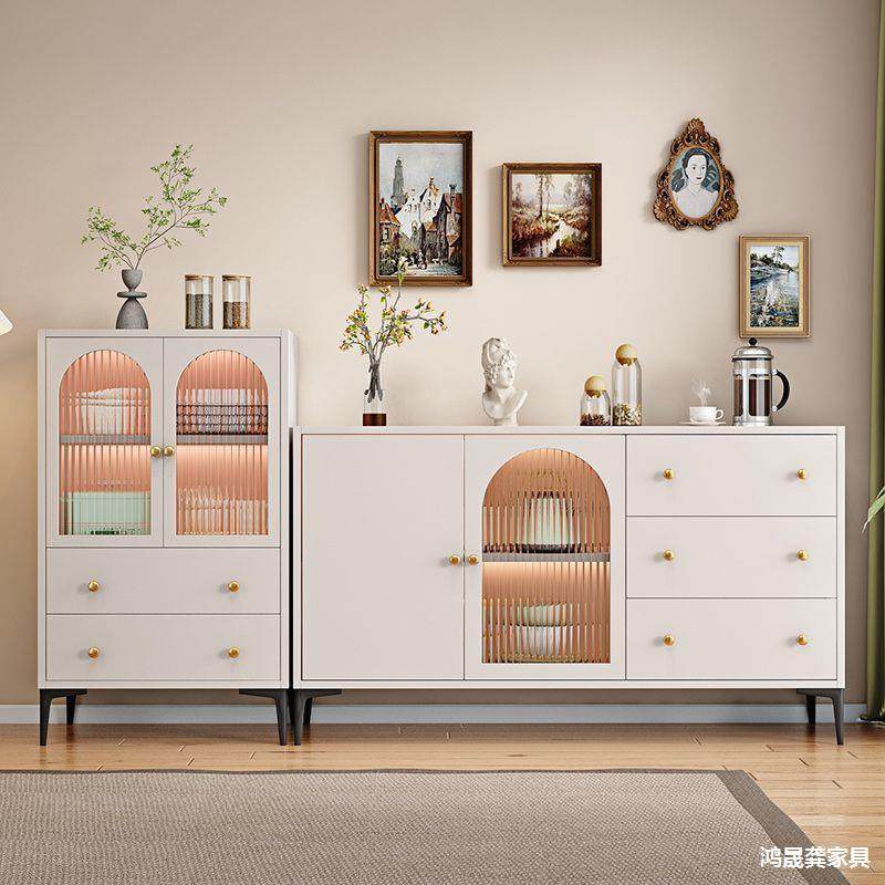 奶油风餐边柜橱柜碗柜茶水柜北欧风客厅收纳柜靠墙多功能储物柜,电子元器件市场,其它元器件,淘宝优惠券,粉丝福利购,淘宝优惠卷