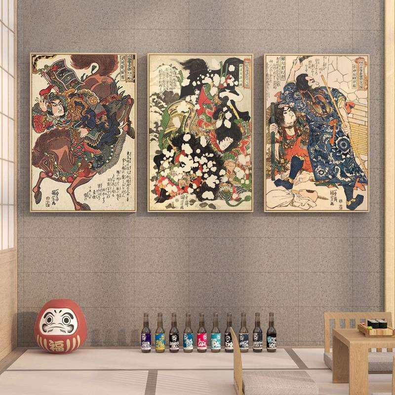 歌川国芳水浒日式风格玄关客厅装饰画餐厅挂画日料店居酒屋壁画