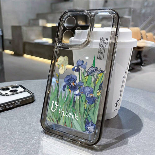 油画鸢尾花适用iPhone17promax手机壳16pro小众x苹果12全包14/15