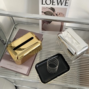 秘密卡车 ins韩风银色纸巾盒中古抽纸盒家用客厅卧室茶几餐桌收纳