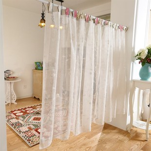 免打孔成品绣花纱帘透光不透人窗纱飘窗短帘韩式 小窗帘阳台窗帘纱