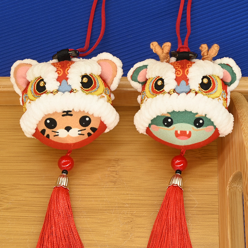 龙年12生肖平安符手工刺绣diy材料包醒狮香囊自绣香包车挂件礼物
