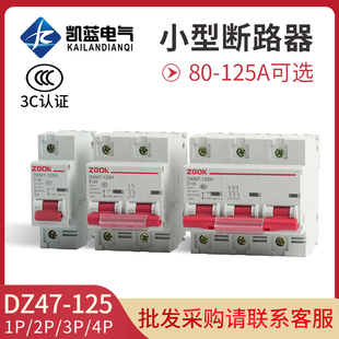 家用空气开关DZ47-100A 1P 2P 3P 4P100A125A D型空开小型断路器