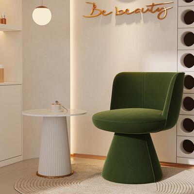 意式旋转轻奢餐椅设计师家用网红卧室单人化妆椅接待区休闲单人椅