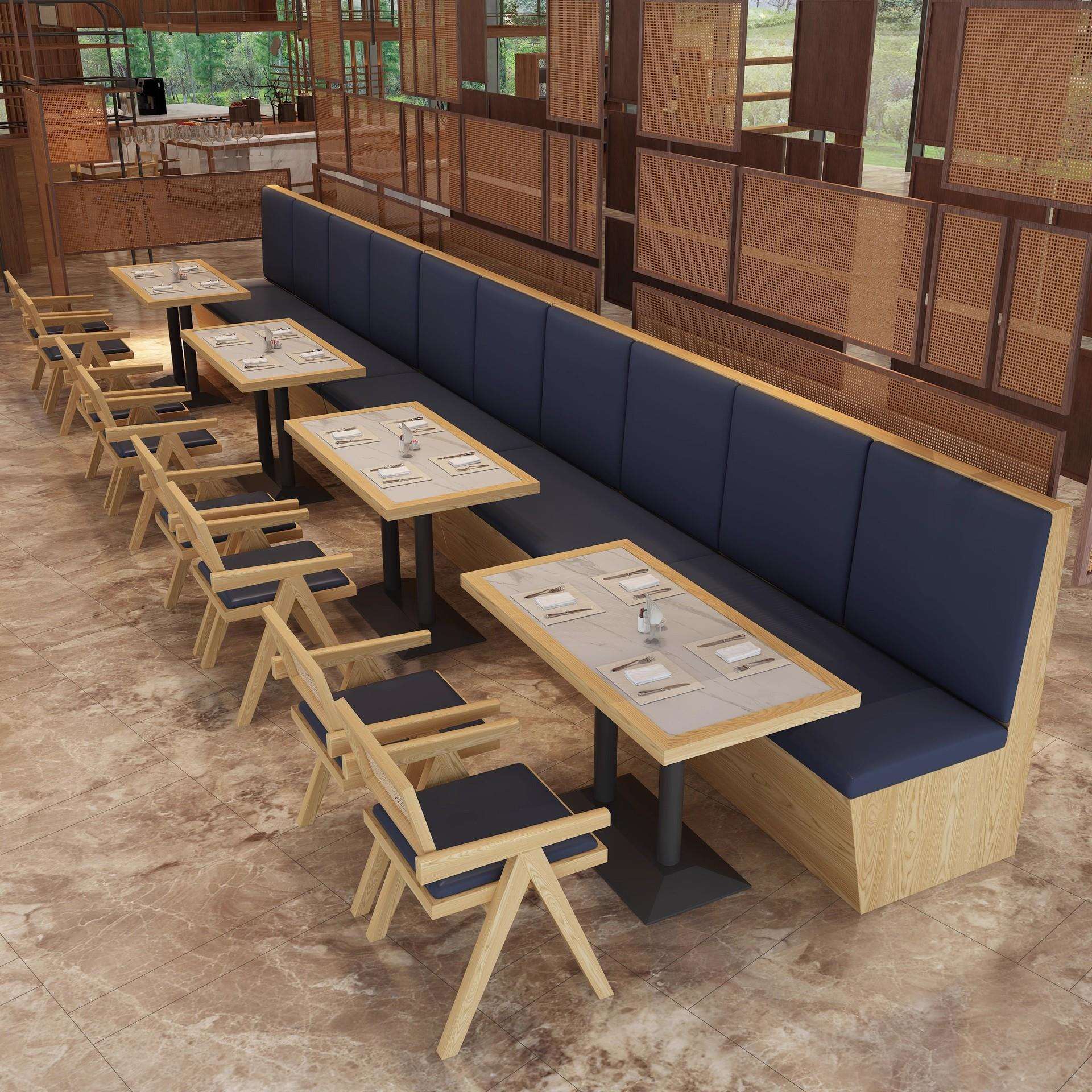 咖啡厅奶茶店扶手桌椅组合音乐餐厅西餐厅料理店餐厅靠墙卡座沙发
