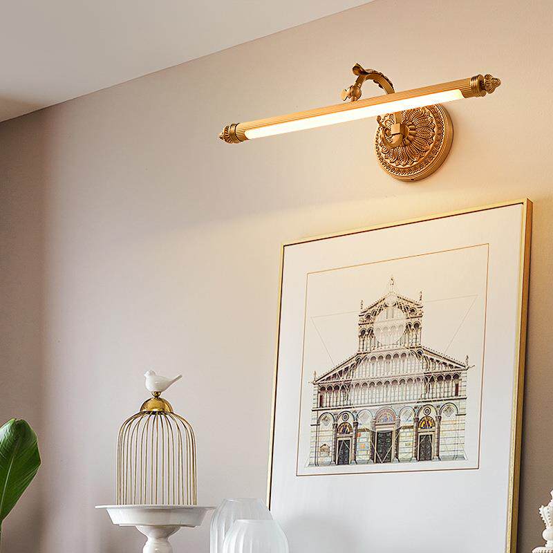 美式全铜镜前灯浴室卫生间镜柜专用过道玄关洗画灯LED免接线充电