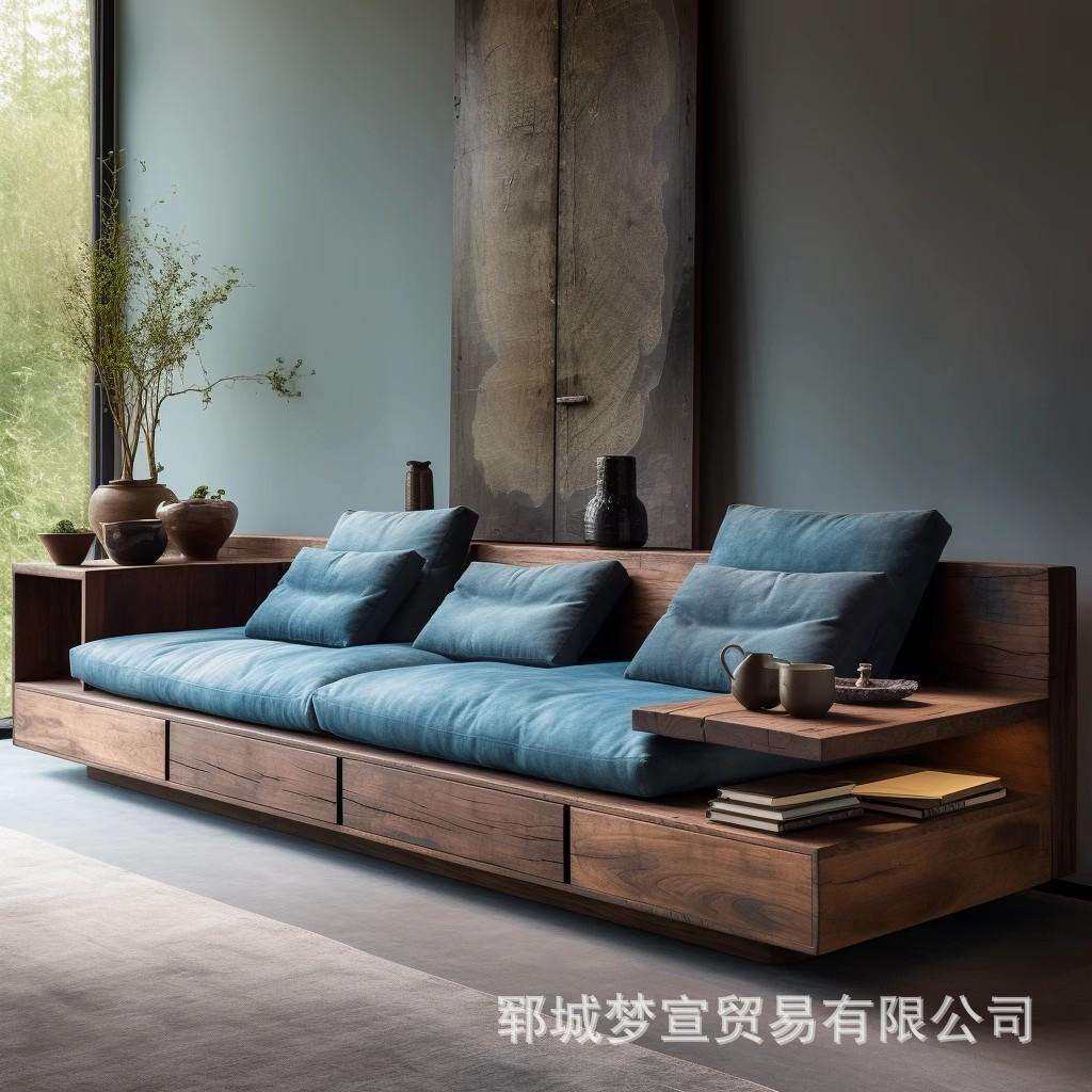 中式老榆木沙发客厅装饰直排沙发床实木沙发组合罗汉床榆木沙发床