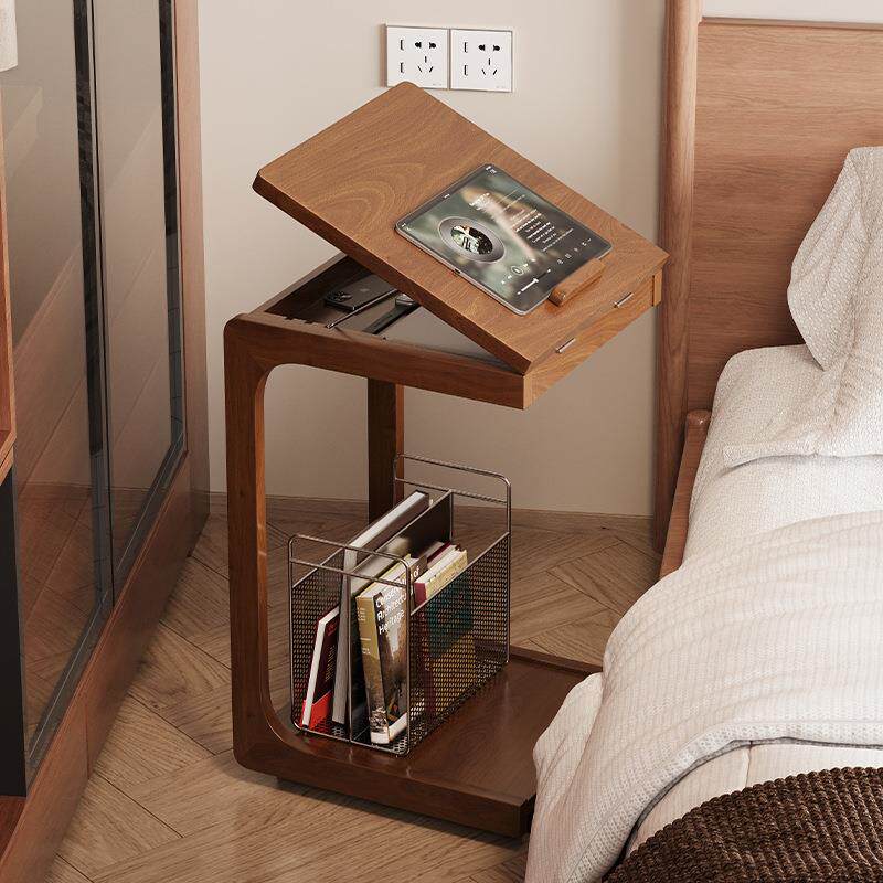 中古风边几茶几可移动升降床头沙发侧边柜实木创意支架卧室小桌子