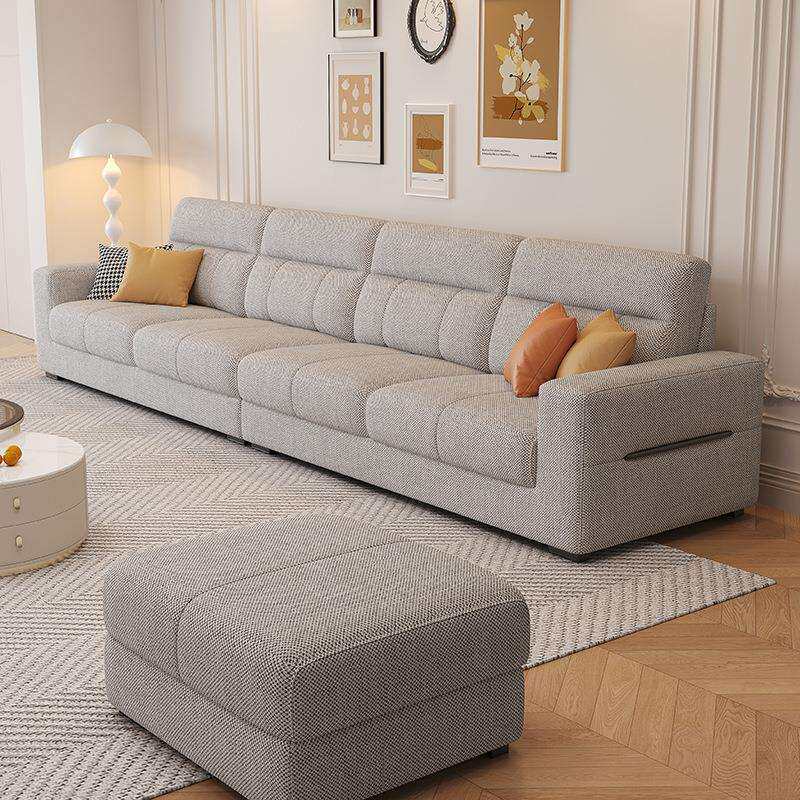 可拆洗棉麻沙发现代简约三四人直排组合客厅雪尼尔布艺家具