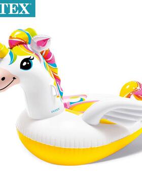 INTEX57561小独角兽坐骑水上动物充气坐骑火烈鸟黄鸭动物浮床