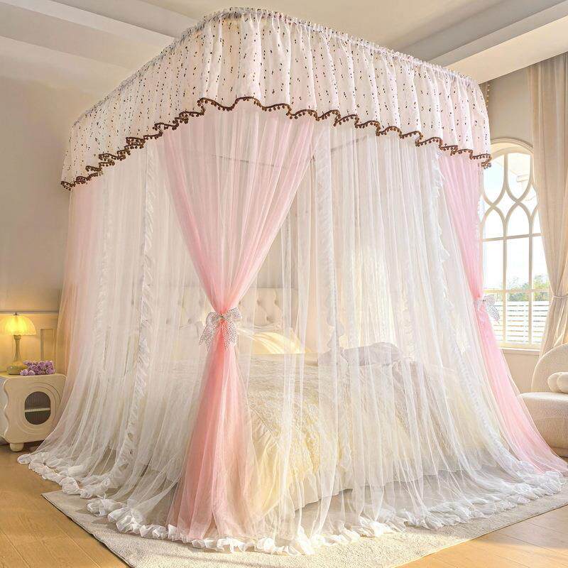 #三开门1.5m1.8m铝合金接口高度可调节双层窗帘式导轨落地蚊