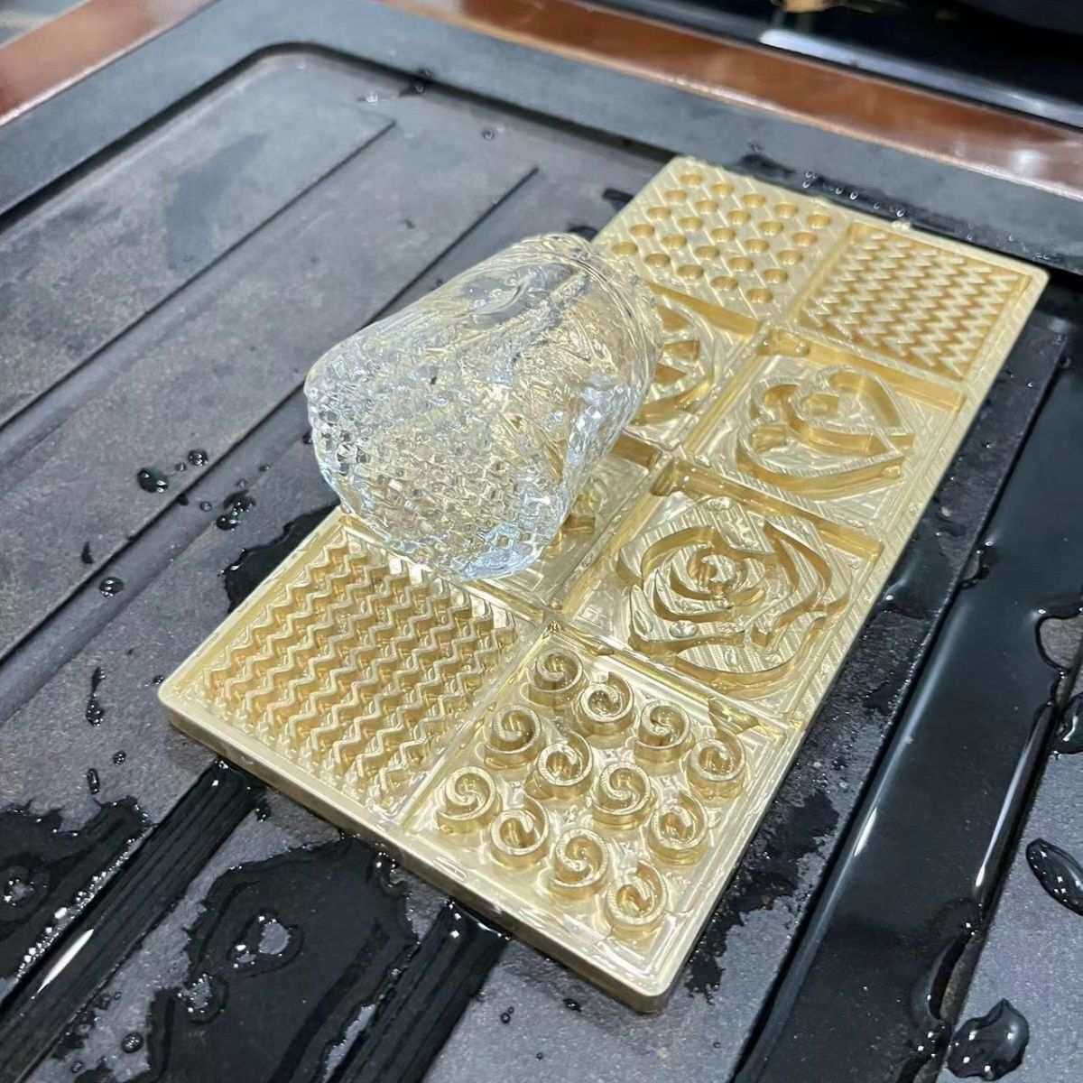 纹理模具豪华调酒师压印冰调酒花纹模板纯铜酒吧制冰冰块logo铜板