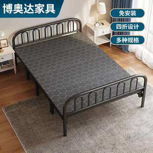 厂家床折叠床1米五公寓出租铁艺双人床免安装单人床1米2可折叠