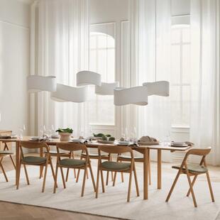 意大利设计异形曲线布罩石灰华台灯意式轻奢客厅卧室床头米白吊灯