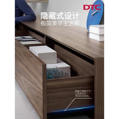 DTC东泰三节托底轨全拉出滑轨道隐藏式阻尼缓冲抽屉导轨ss80ss10