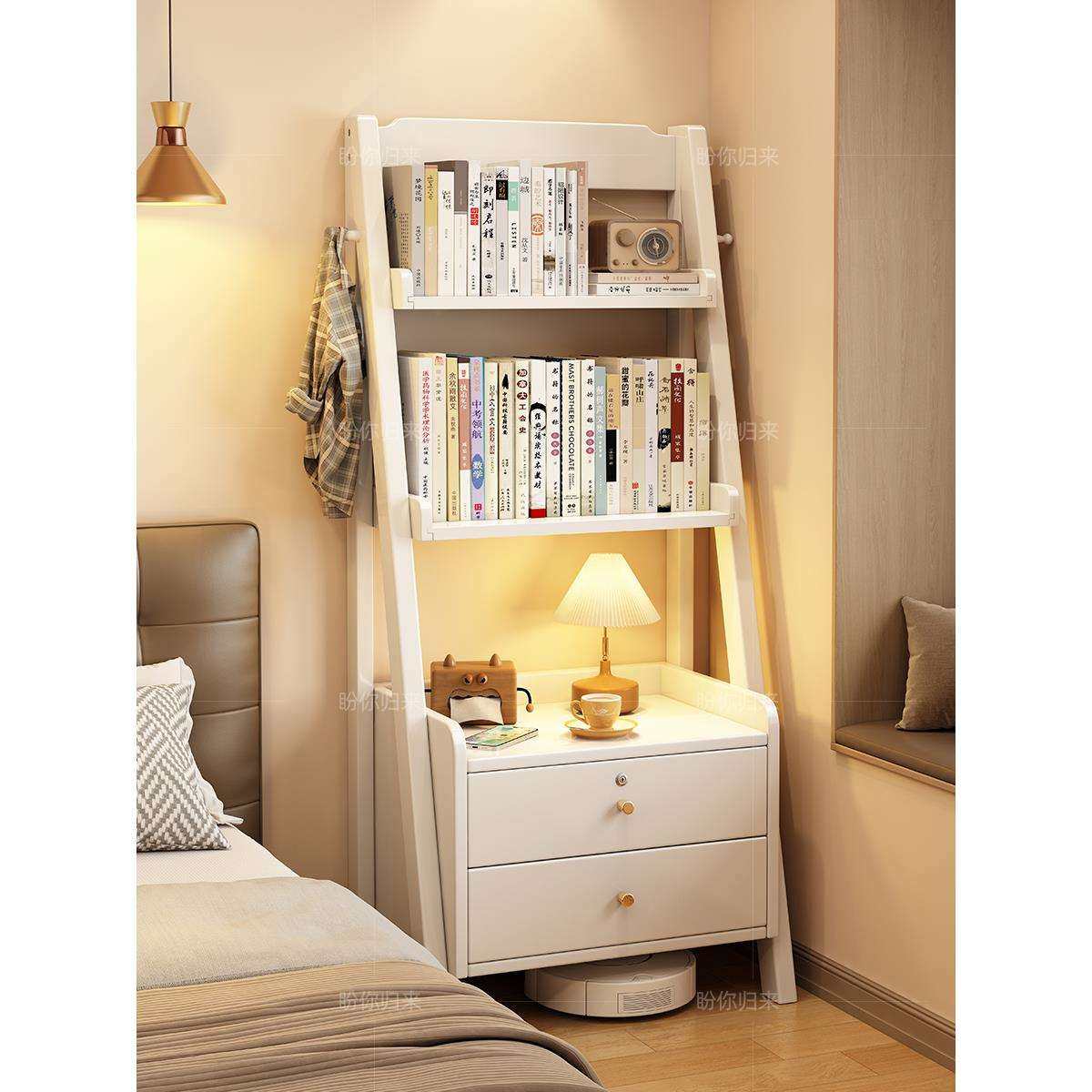 实木床头柜书架一体落地置物架带锁家用卧室床边柜客厅多层小书柜,电子元器件市场,其它元器件,淘宝优惠券,粉丝福利购,淘宝优惠卷