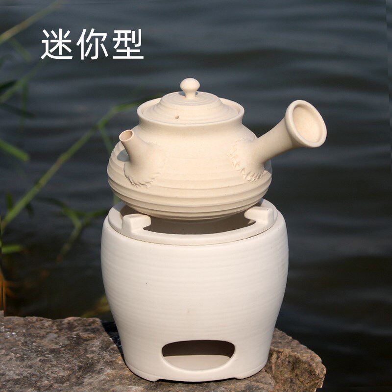 小茶炉功夫茶炉户外旅行茶具白泥砂铫壶侧把壶陶壶煮水壶火炉小号