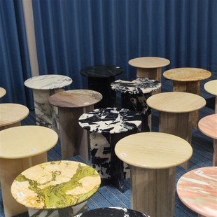 宝格丽黑边几 奢石边几 ST02款 天然大理石边几全石材沙发边几