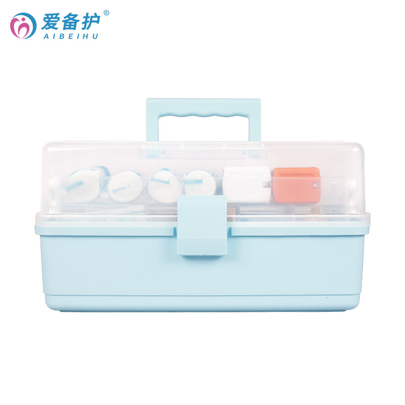爱备护 家用医药箱塑料药箱便携式手提多层透明收纳箱ABH-J003A
