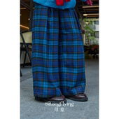 司童 复古垂感 通勤高腰直筒阔腿裤 Tarten花呢格纹长裤 秋冬新款