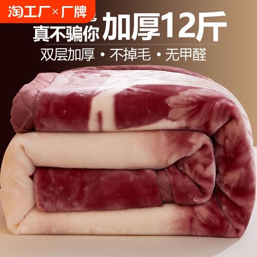 双层拉舍尔毛毯冬季加厚盖毯12斤被子结婚庆珊瑚绒超厚沙发铺床单