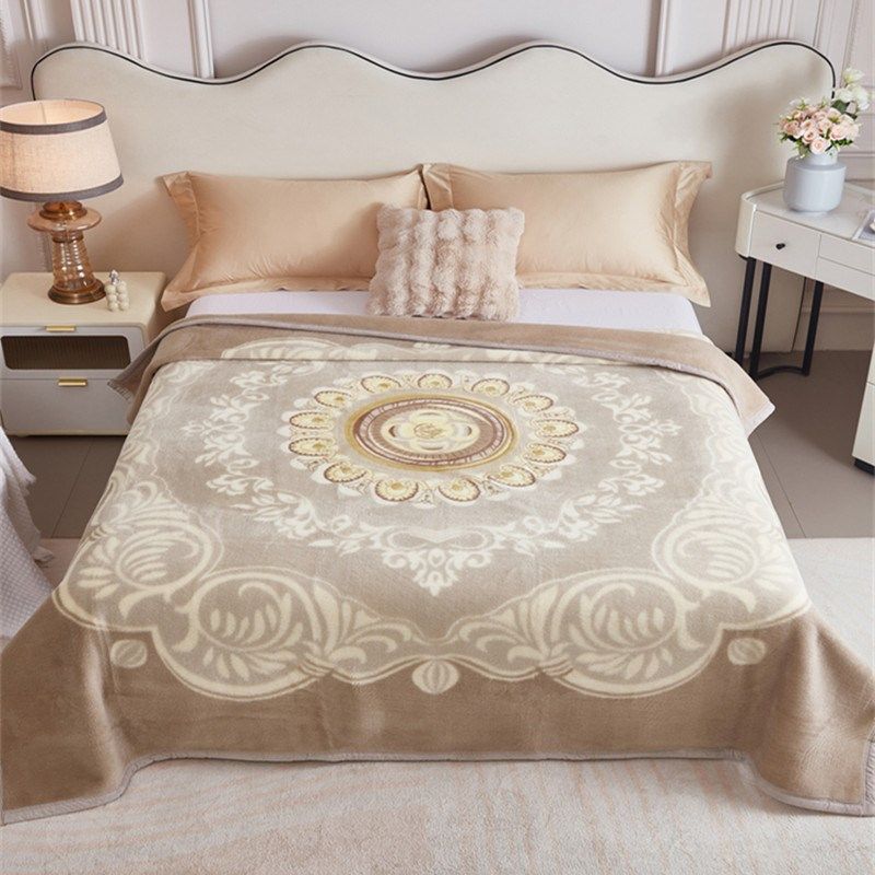 轻奢100%纯羊毛毯被子双人羊绒毯加厚保暖冬季结婚庆沙发盖毯床上