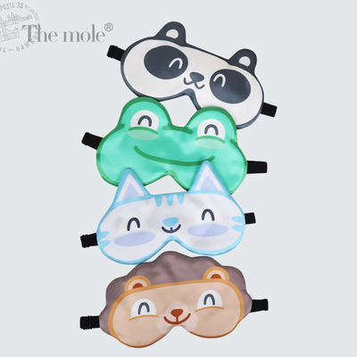 The mole 100桑蚕丝眼罩真丝遮光眼罩卡通儿童午休睡眠眼罩亲子款