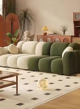 发法式耐用复古i色奶油沙发客厅绿色沙出租屋GJM轻奢ns风拼懒人沙