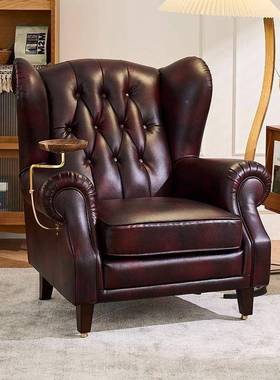 教父雪茄椅意式人沙发VZK美经式典客厅酒店卧老室休闲接待单虎椅