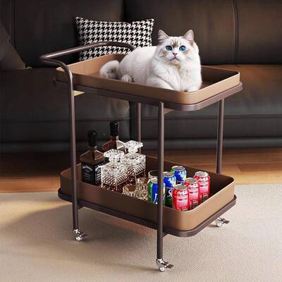 轻奢发马鞍皮沙角发小推车几沙置物架移动带轮床用头柜客厅VUJ家