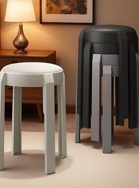 高凳圆胶HUM简约凳餐厅备板用餐桌高子软包塑料凳子家用椅可叠放