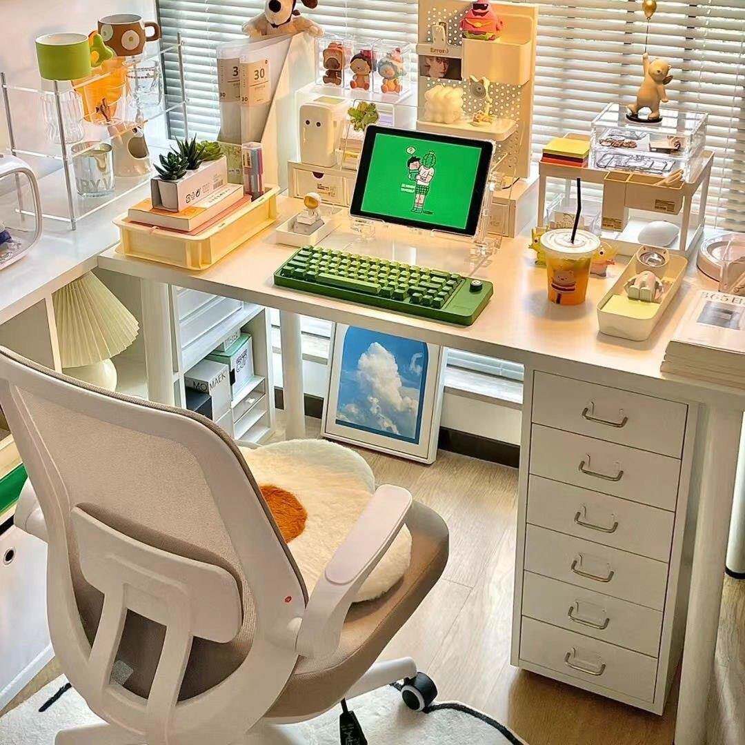 电脑桌105台家用白色书式公桌习简约办桌学生学女孩卧室小型简易