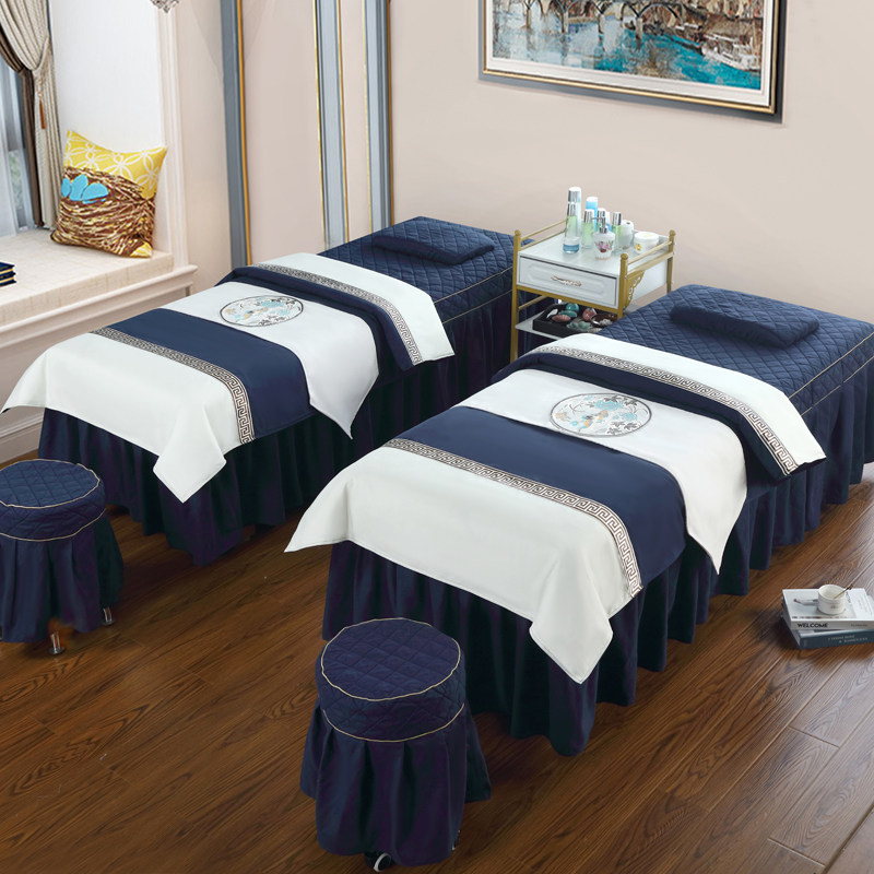 美容床罩四件套床罩欧式轻奢简约美容院专用纯色按摩理疗推拿床套