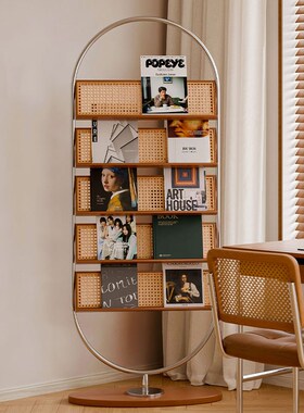 MLAN HOME复古杂志架多层收纳客厅家用书架小户型落地氛围展示架