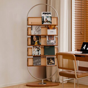 MLAN HOME复古杂志架多层收纳客厅家用书架小户型落地氛围展示架