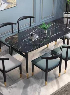 椅新款大理石纹餐桌用经济小户型出租房方桌子长形简约餐XYD10181
