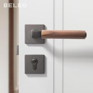 室胡桃木门锁家用门通内用型卧室磁F16 B61吸静房门锁复古中音式