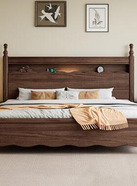 约实木床中式胡桃BSX木床15m家用现代简主卧1米8人双床气.压储物