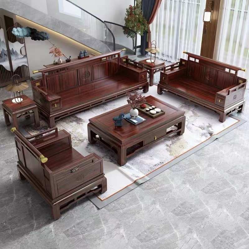 实木沙发坐垫靠垫一体客厅家用耐磨原木沙发广州工厂直销实木沙发