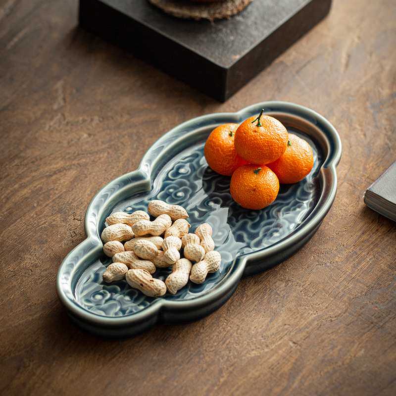 中式陶瓷果盘托盘茶点盘茶具日式茶道坚果点心碟水果供佛禅意盘子