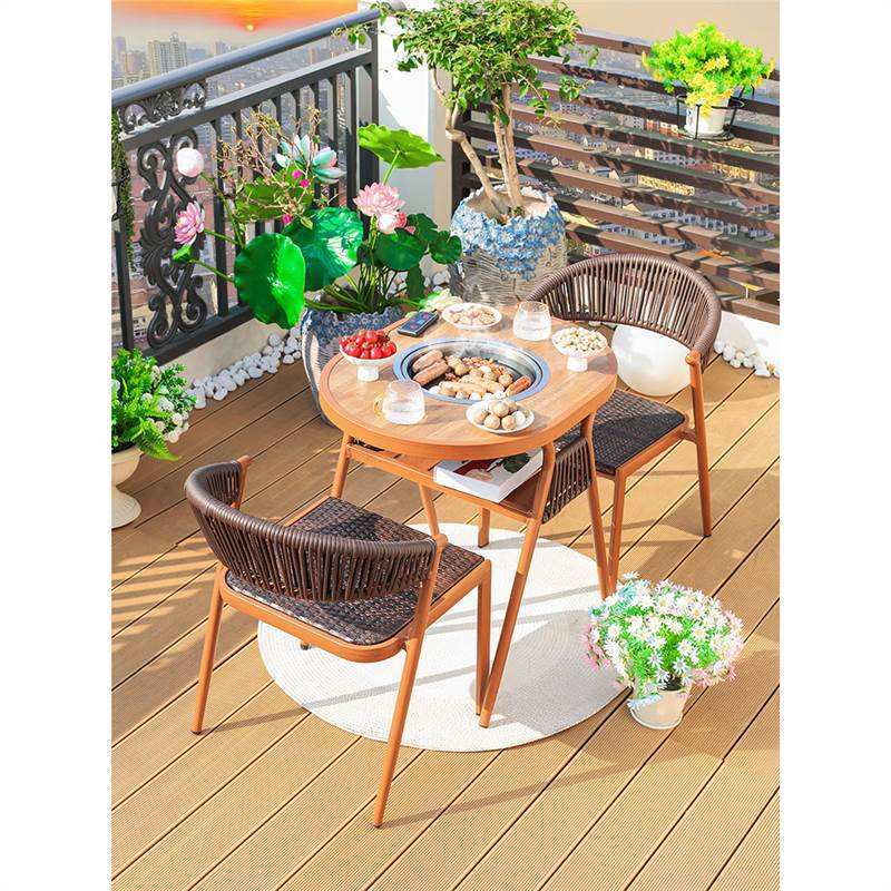 茶台户外炉炭火火锅茶几复古客厅烧烤围炉煮家用庭院茶桌阳台桌椅