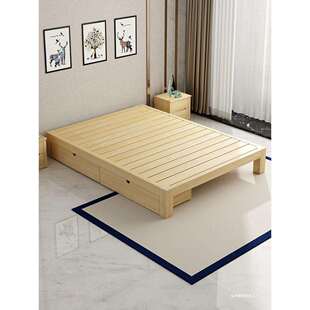 榻榻米床架实木床板无床头1米2单人床主卧床架子排骨架双人床家用