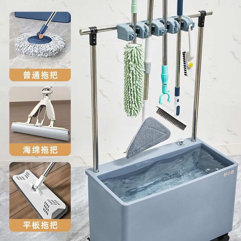 可移动拖把池塑料多功能收纳家用阳台带轮卫生间庭院墩布池落地式