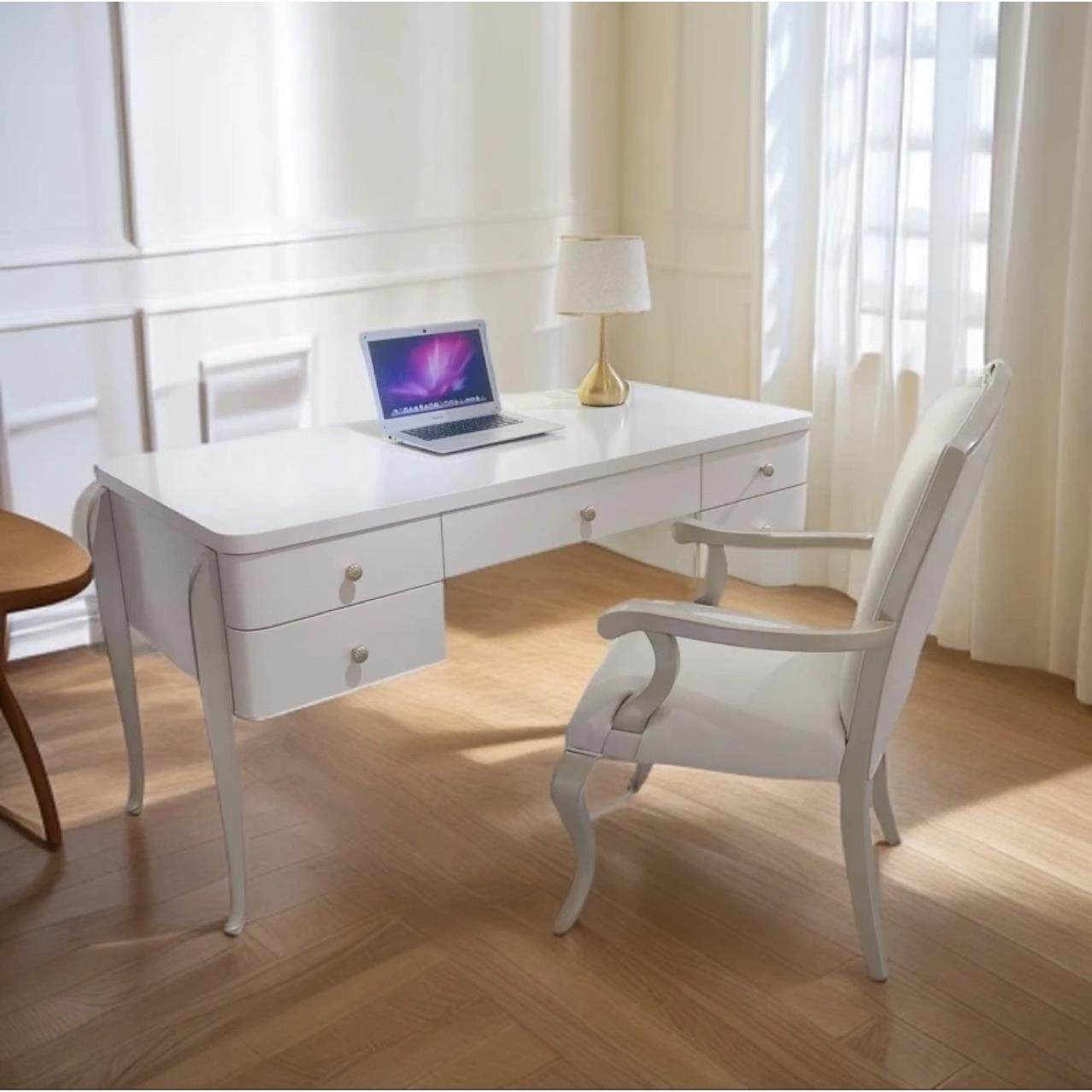 美式轻奢实木书桌书房书桌椅白色简约书椅家用实木书桌椅组合,电子元器件市场,其它元器件,淘宝优惠券,粉丝福利购,淘宝优惠卷