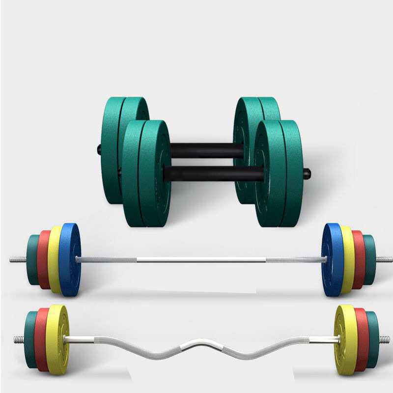 杠铃套装哑铃两用组合家用举重深蹲健身器材曲杆直杆小孔杠铃片厂
