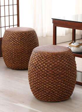 源头工厂价TXP2藤编圆凳鼓凳客复古沙发板凳小凳子矮凳户外网红懒