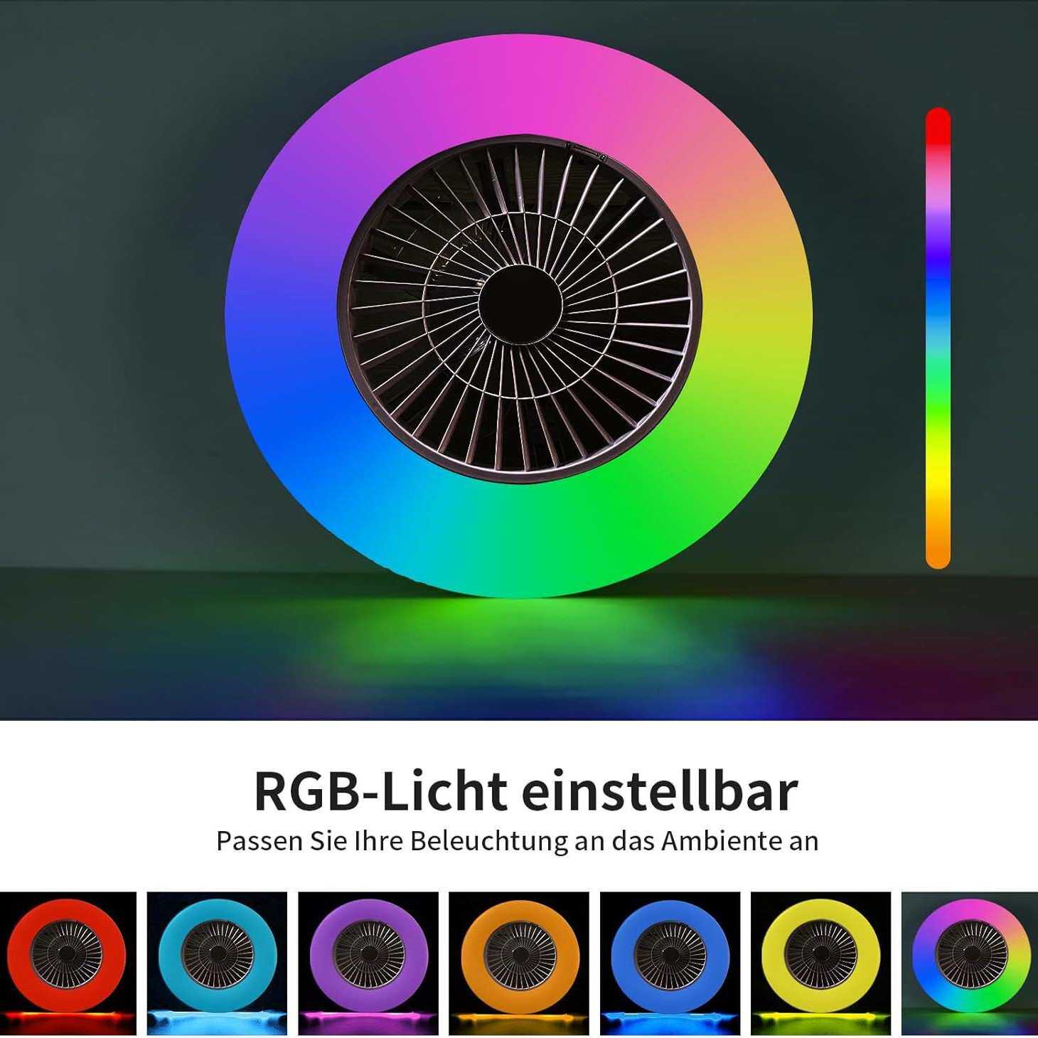 星点RGB七彩卧室风扇灯家用餐厅LED吸顶智能遥控调光超静音风扇灯