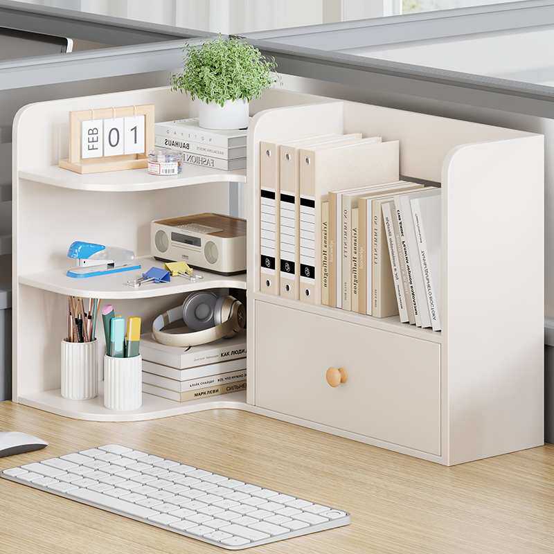 ?桌面书架转角置物架卧室宿舍收纳储物柜办公桌工位简易多层整理