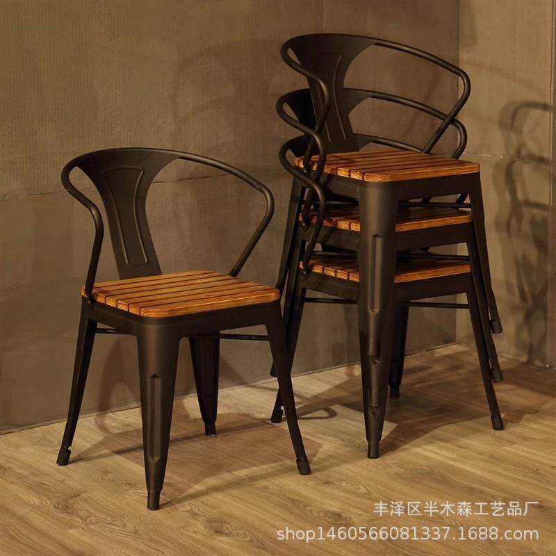 美式loft餐厅酒吧夜市室外金属餐椅复古工业风烧烤店叠放户外椅子