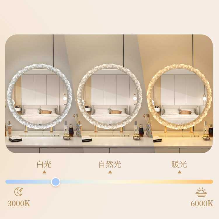 化妆镜带灯led异形台式桌面梳妆台镜子旋转梳妆镜智能触控美妆镜